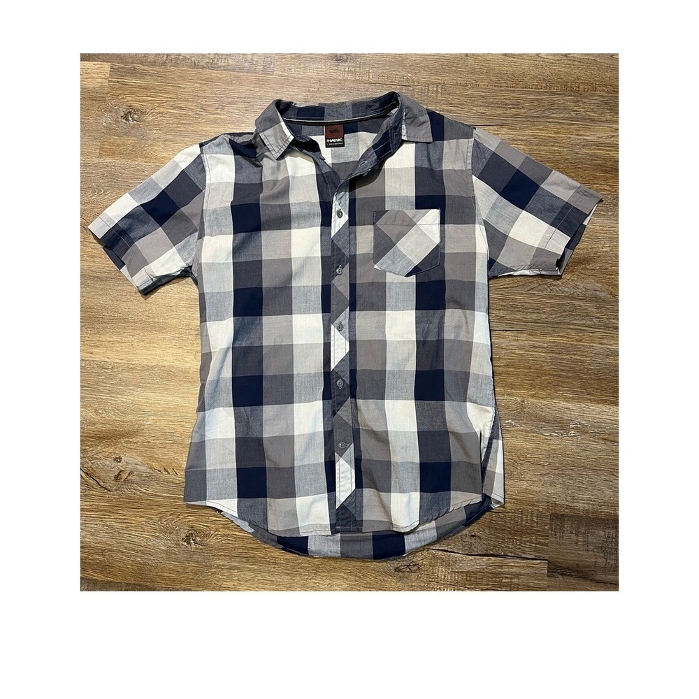Y2K Tony Hawk Short‎ Sleeve Button-Up Plaid Shirt